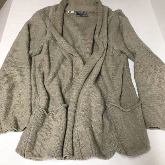 HABITAT CLOTHES TO LIVE IN 100% Tan Cotton Knit Open Front Cardigan Sweater * S - Picture 12 of 12